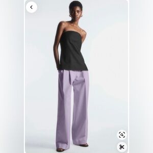 COS RELAXED TAILORED WIDE-LEG TROUSERS LILAC 32